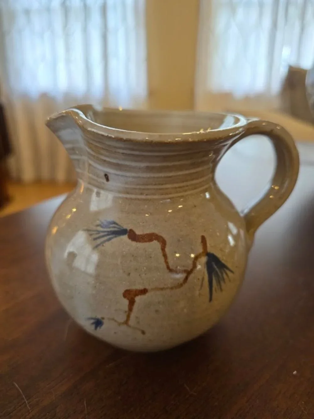 VTG Jugtown Ware Salt Glaze Blue Pine Seagrove, NC Pitcher - Original Stamp